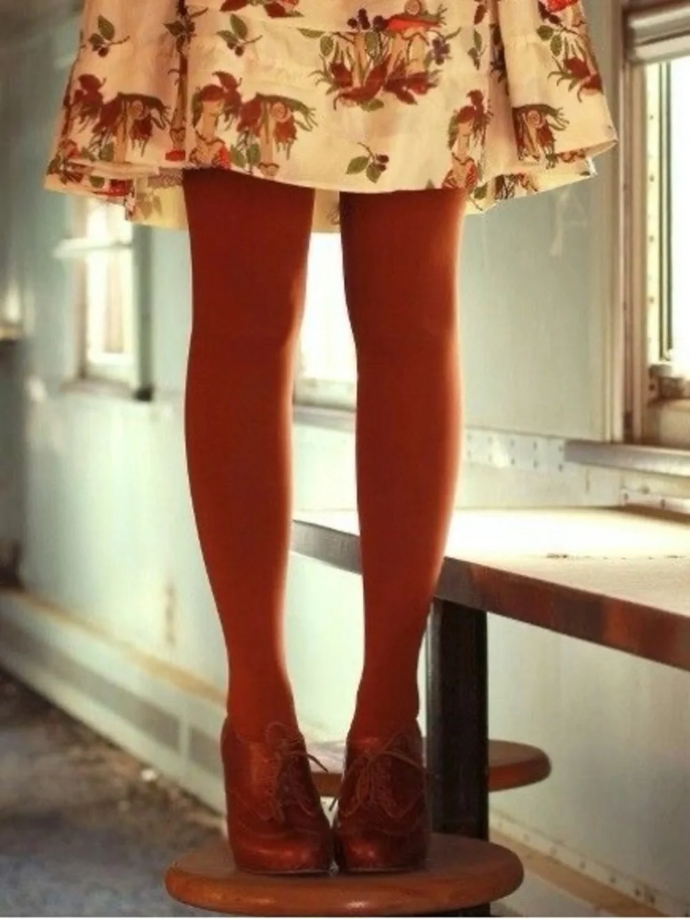 NWT Pamela Mann Rust Orange 50 Denier Tights One Size Made in Italy
